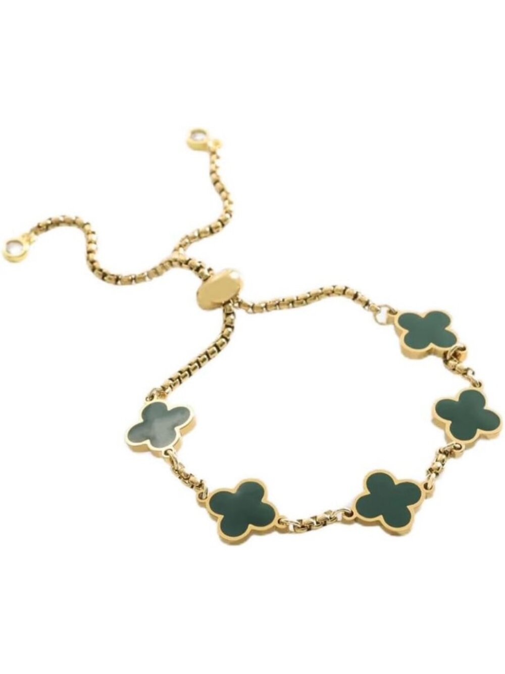 18K Gold Plated Clover Enamel Bracelet for Women - Stylish & Elegant Accessory